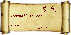 Vaszkó Vilmos névjegykártya